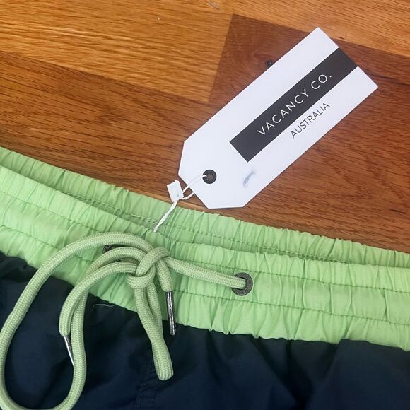 Vacancy Co. Mens Contrast Band Swim Shorts Drawstring Quick Dry Blue Green XL - Picture 4 of 8